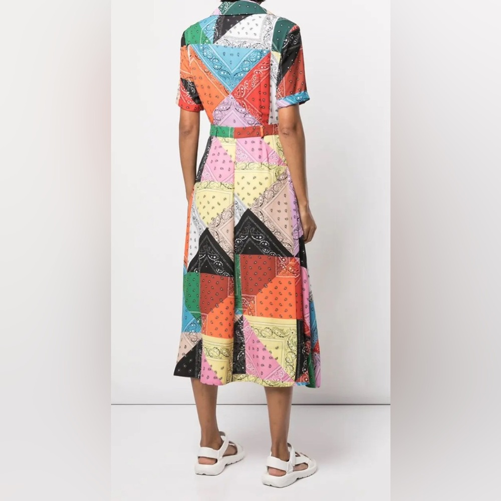 Staud Multicolor Patchwork Midi Dress - image 2